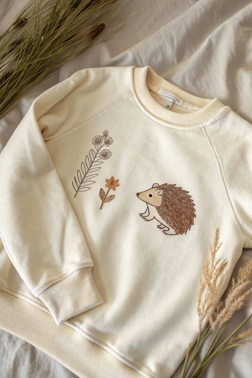 Embrace the charm of nature with this minimalist hedgehog embroidery, adding a whimsical touch to your style.