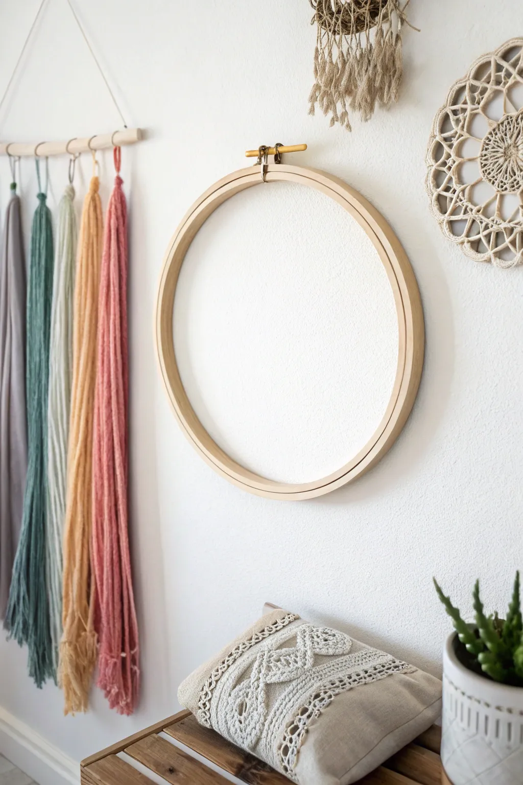 Transform your space with this charming DIY embroidery thread organizer, blending Scandinavian simplicity with a Boho touch.