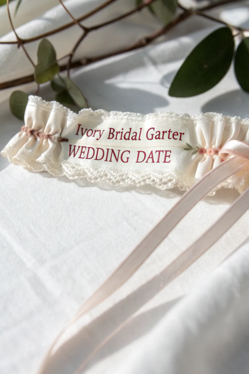 Craft a timeless memory with a custom embroidered bridal garter, where elegance meets personalized charm.