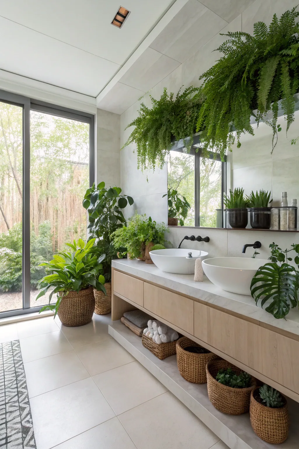 Bring nature into your ensuite with plants.