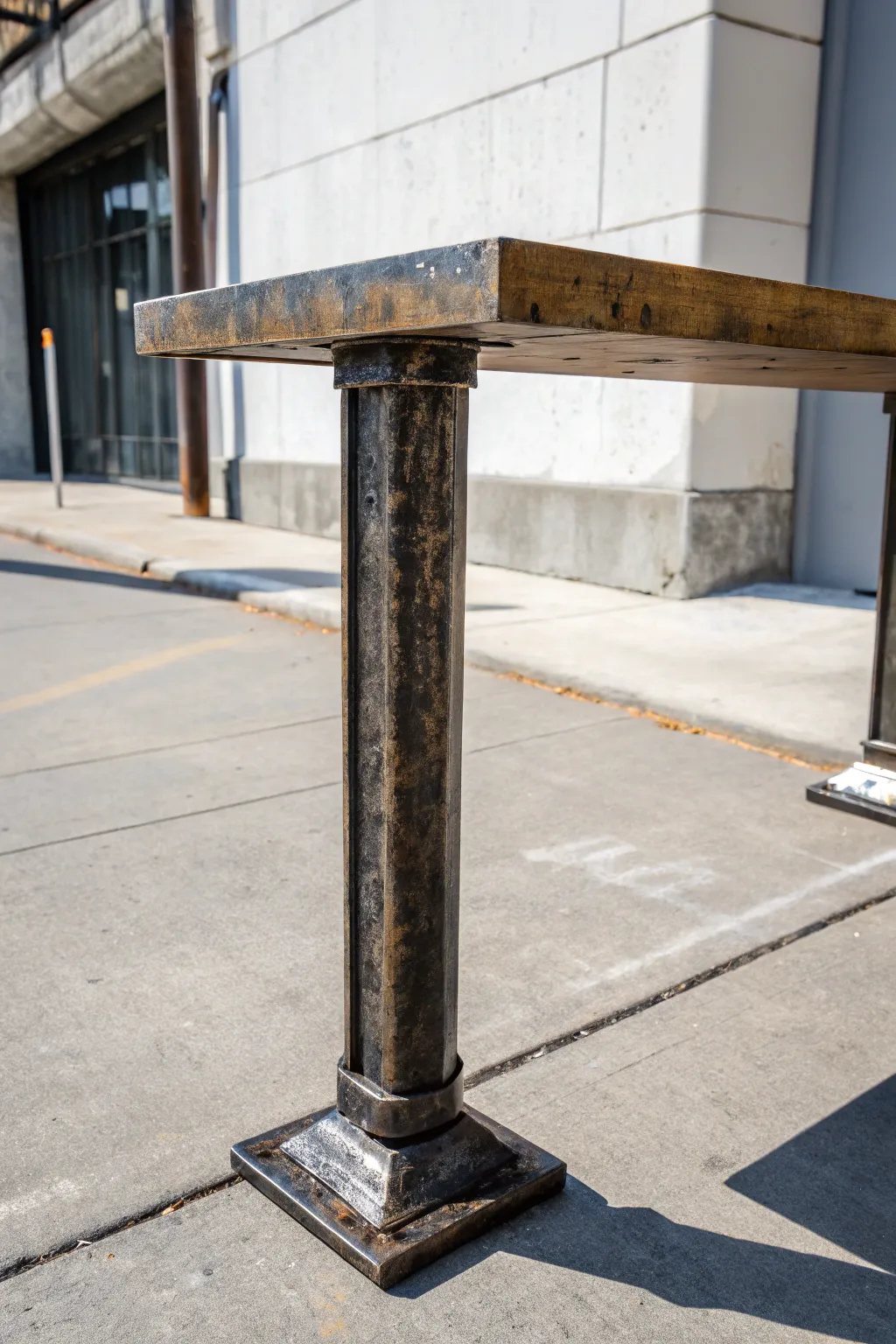Where industrial strength meets modern elegance: the perfect fusion in a table leg.