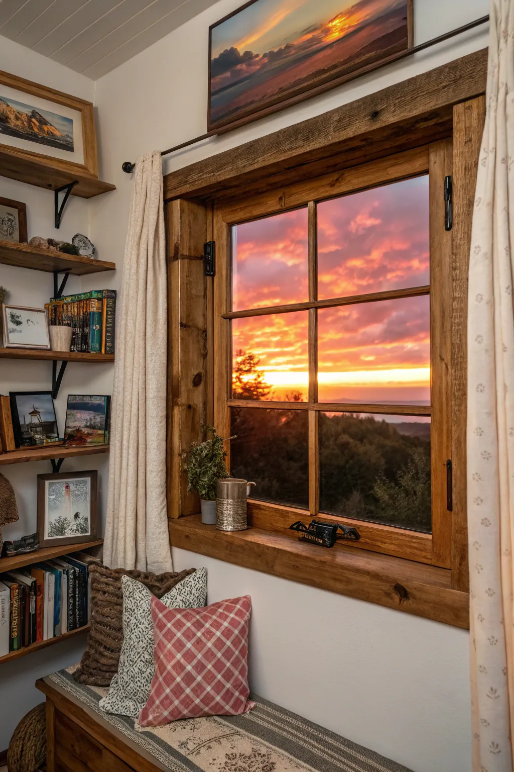 A DIY window frame can beautifully showcase your favorite photos.