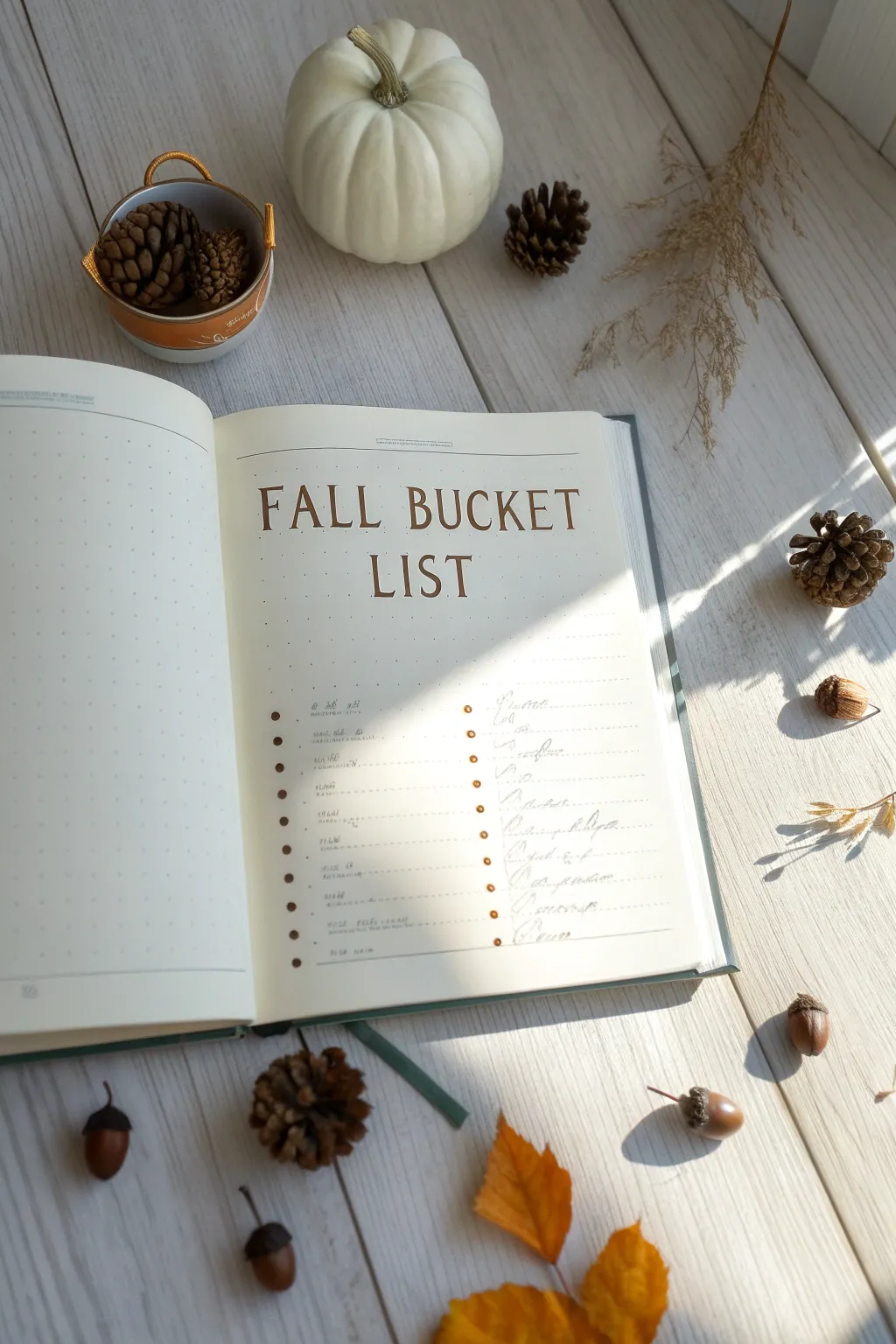 Capture the essence of autumn with a minimalist fall bucket list in your bullet journal.
