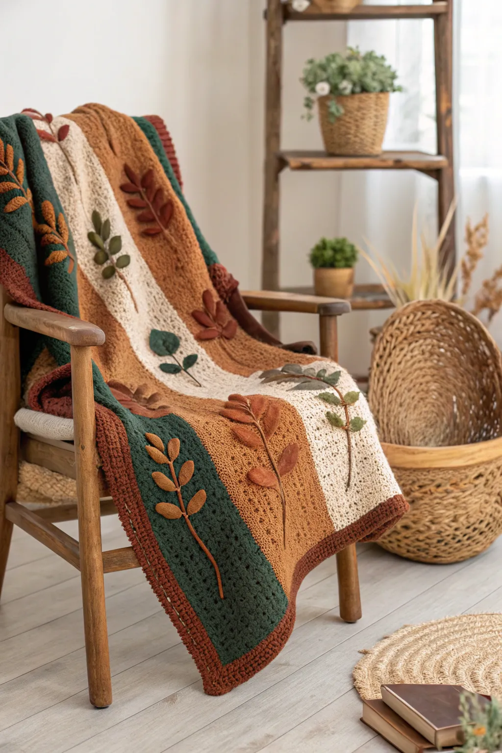 Wrap yourself in the warmth of autumn with a handmade crochet blanket, where simplicity meets seasonal charm.