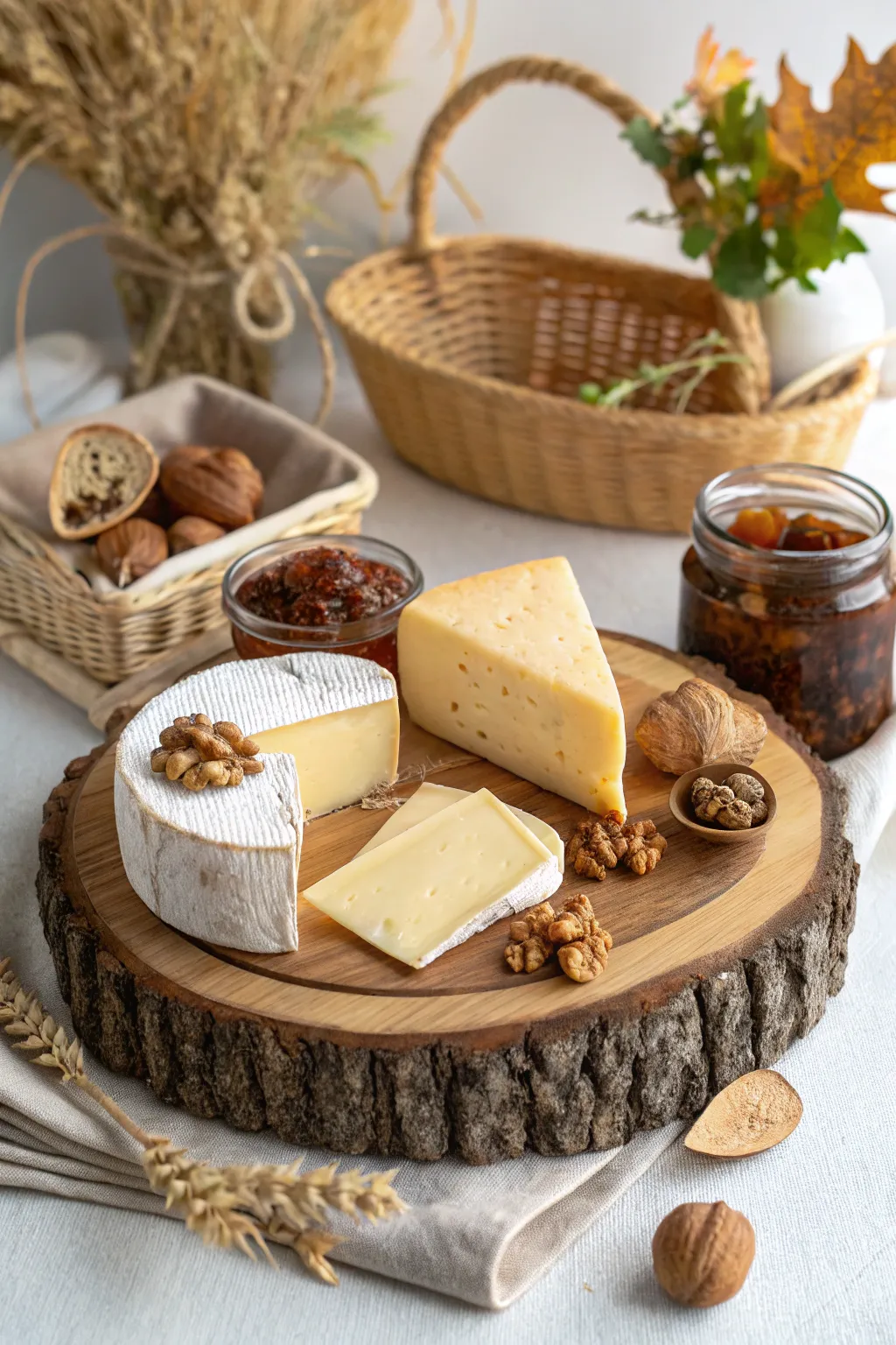 Indulge in the rich flavors of autumn with this artisan cheese gift basket, perfect for cozy gatherings.