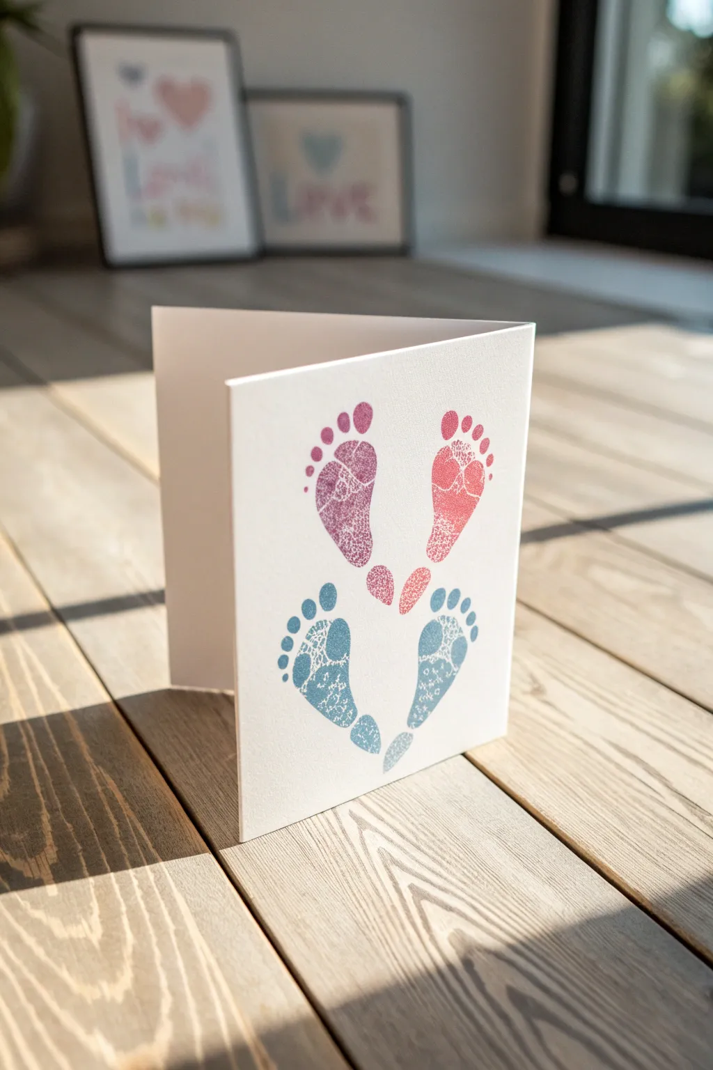 Capture the joy of Father's Day with a heartfelt footprint card, where simplicity meets natural beauty.