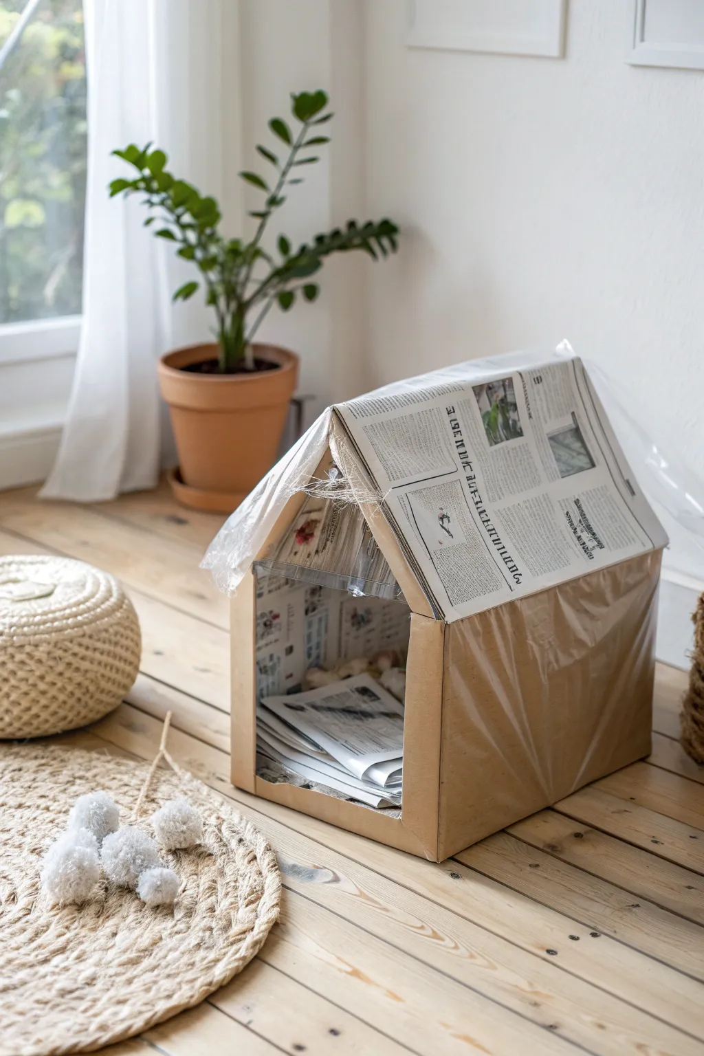 Craft a Cozy Hideaway: Transform a Simple Cardboard Box into a Chic Feral Cat Shelter with Minimalist Flair.