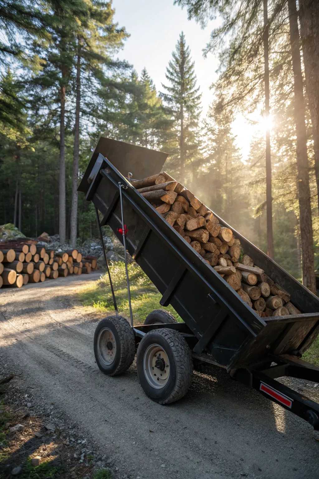 Effortless efficiency: Embrace the power of a dump trailer for your firewood needs.