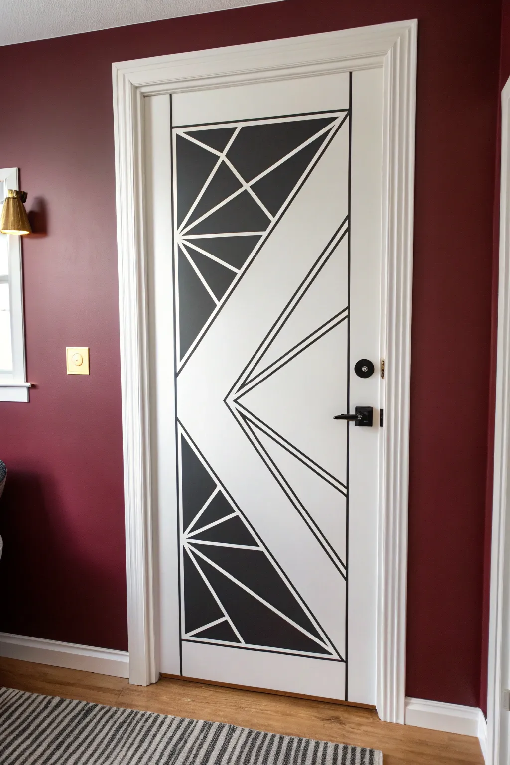 Transform your space with sleek geometric decals for a modern door makeover.