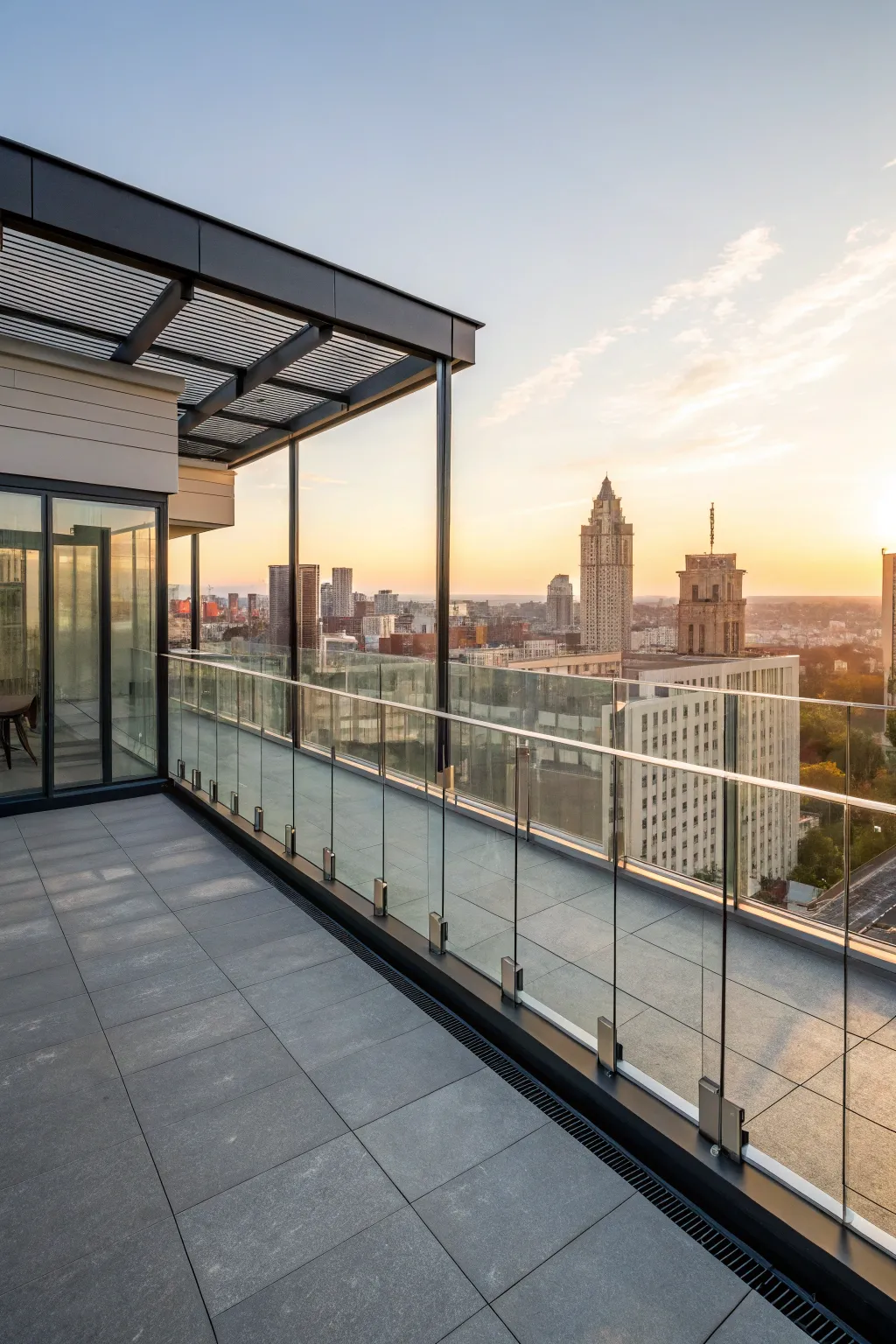 Elevate your rooftop experience with seamless glass panel railings—where modern design meets breathtaking views.