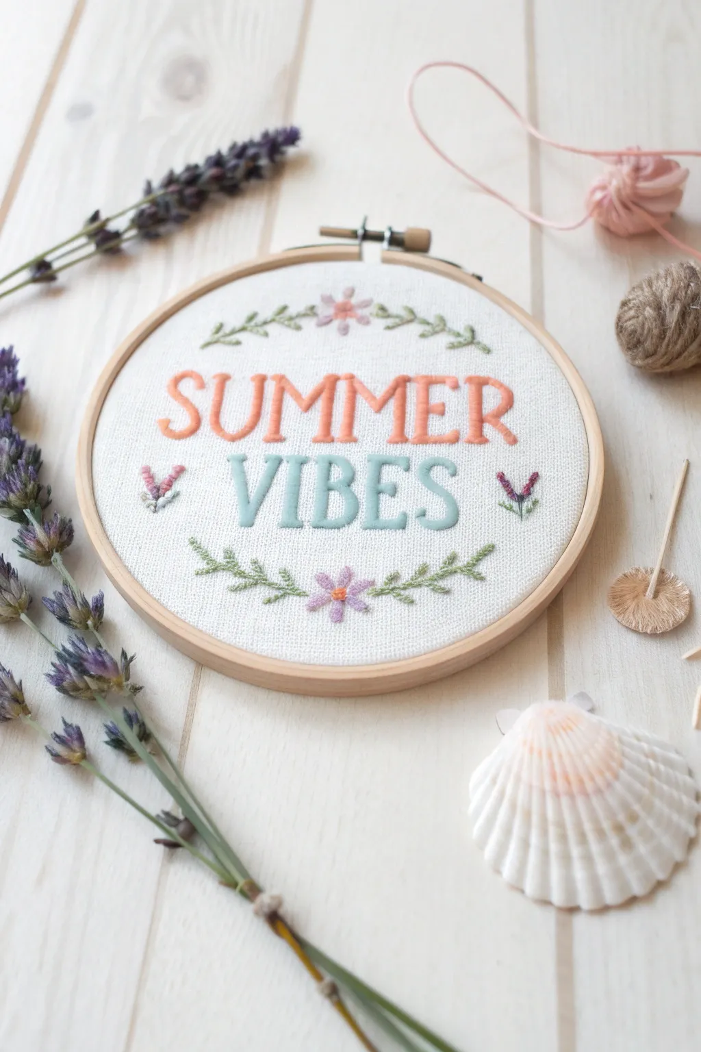 Embrace the warmth of summer with this 'Summer Vibes' cross stitch design, where minimalist elegance meets bohemian flair.