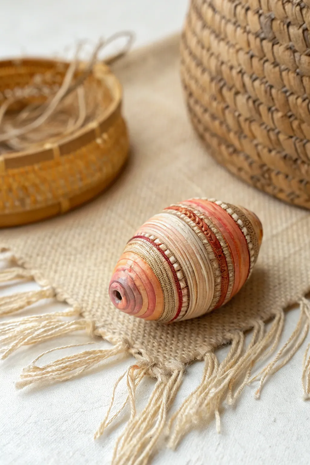 Craft a moment of tranquility with handmade paper beads, where simplicity meets elegance.