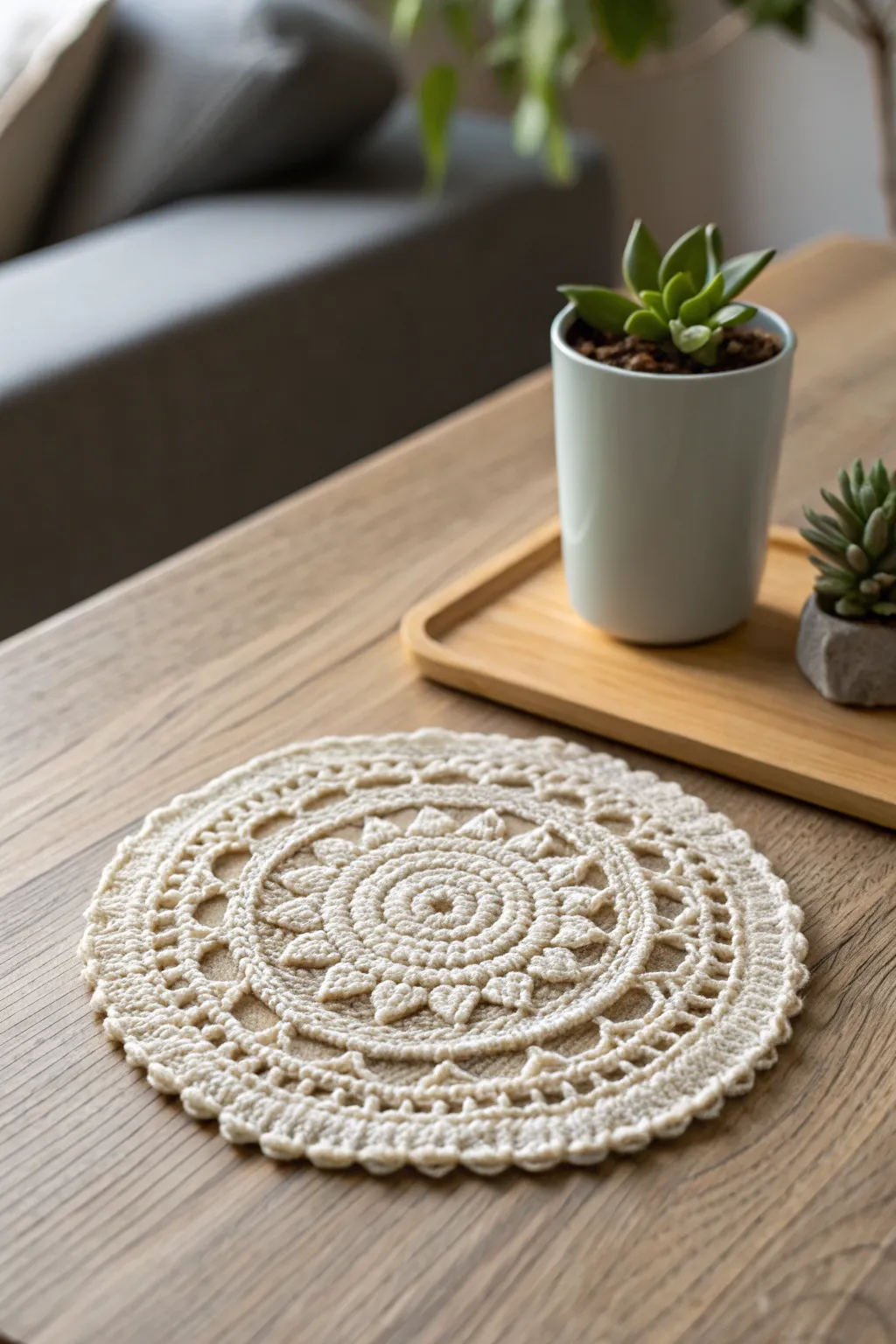 Elevate your coffee table with sophisticated crochet coasters—where elegance meets practicality.