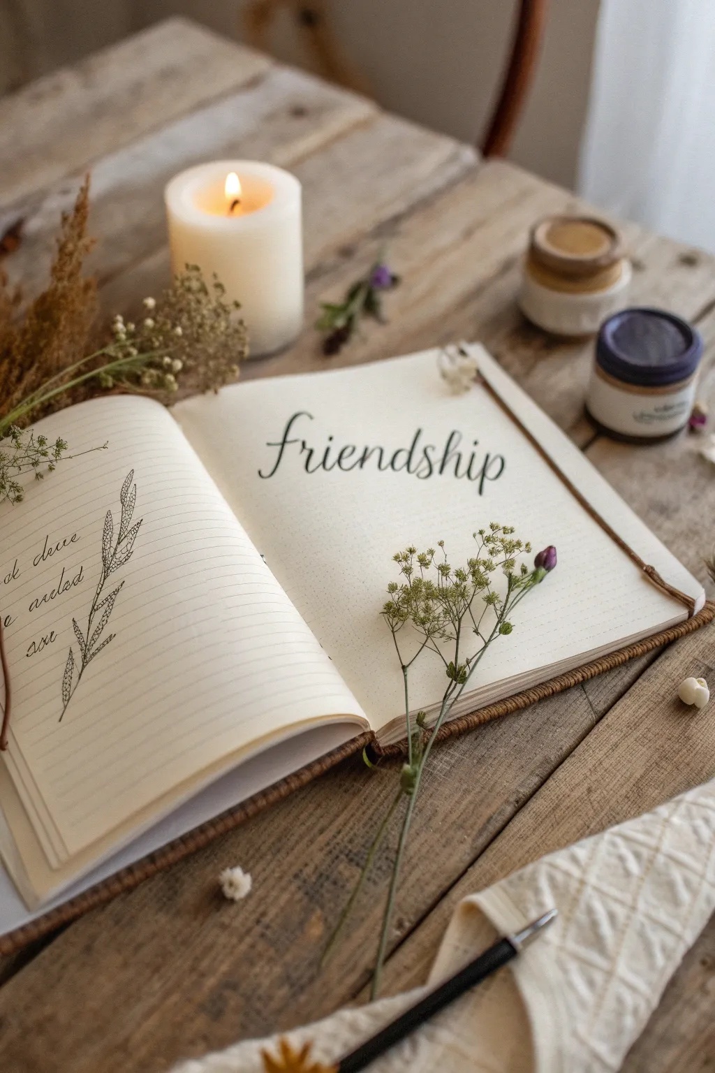 Capture the essence of friendship with heartfelt quotes in a minimalist journal.