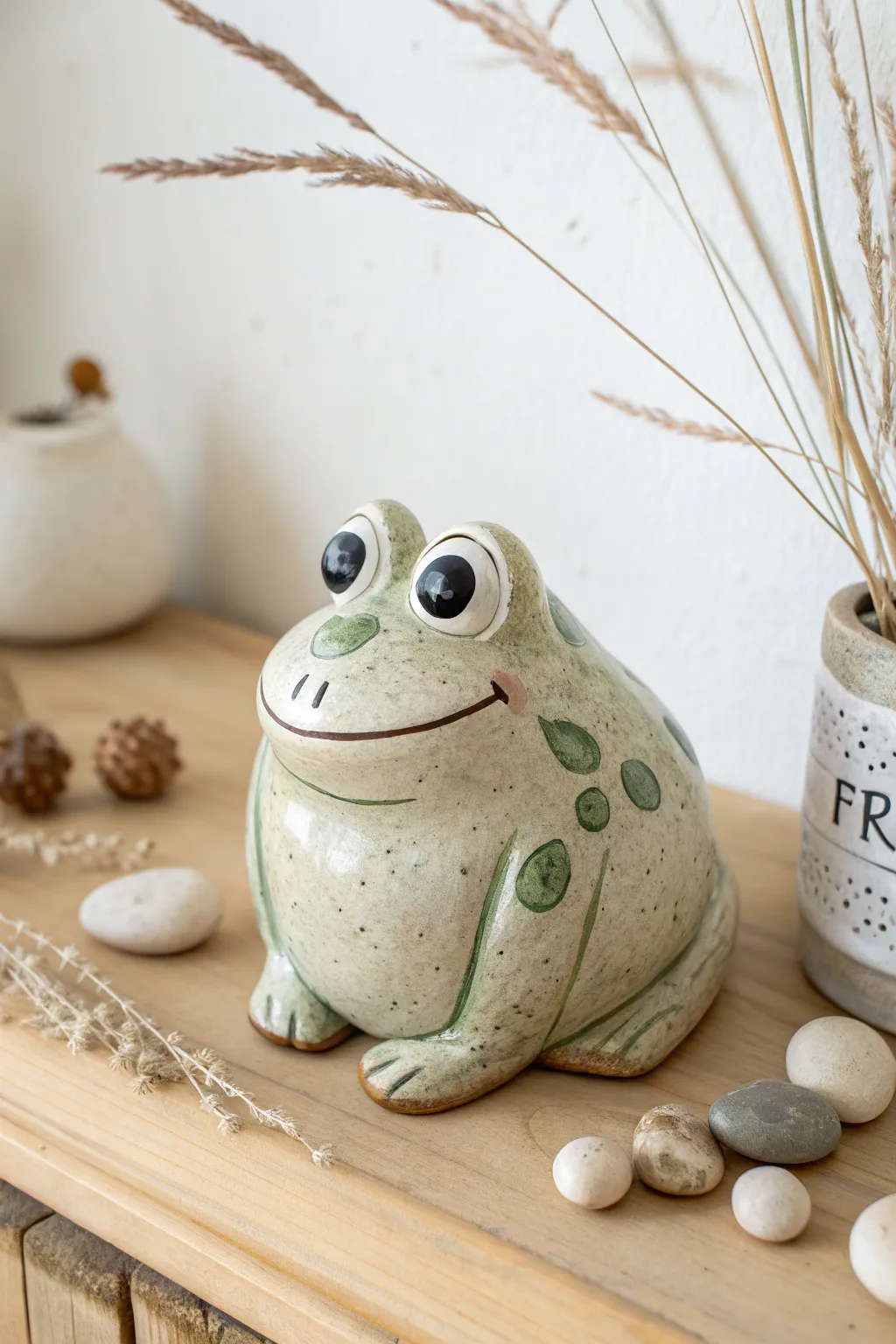 Bring joy and whimsy to your space with this charming frog sculpture!