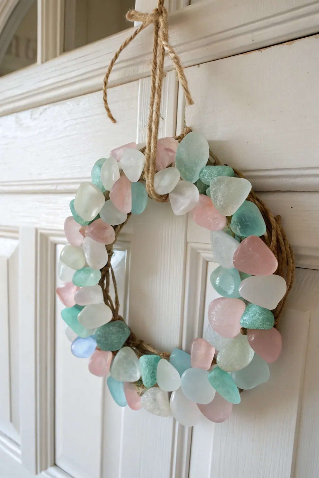 Add a splash of color to your holiday decor with a handcrafted fused glass wreath that embodies minimalist elegance and boho charm.