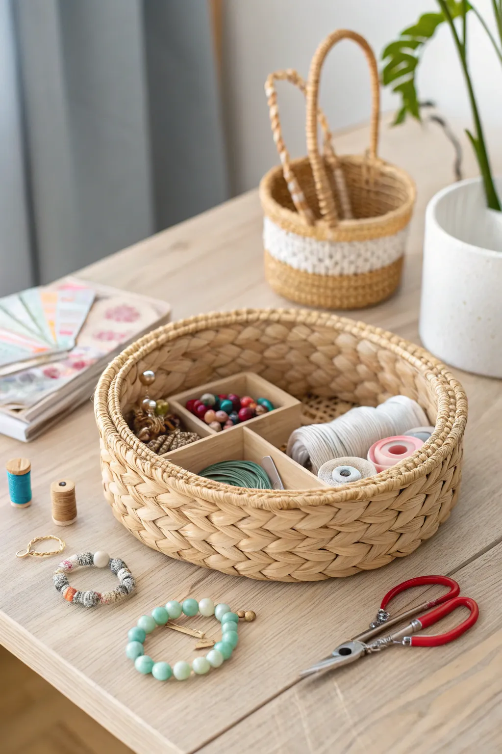 Unleash your creativity with this chic DIY craft basket, perfect for a memorable Galentine's crafting afternoon.