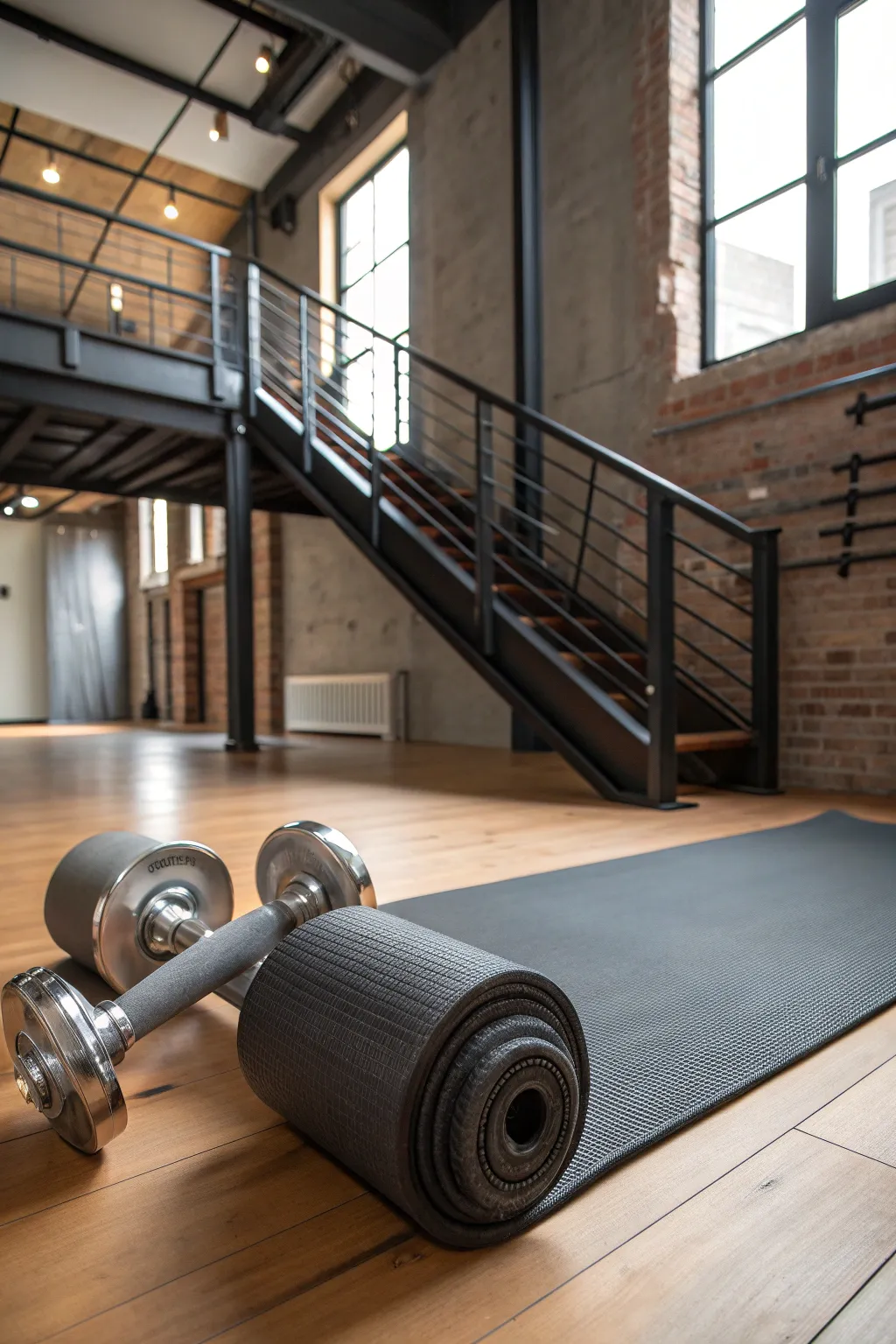Transform your garage mezzanine into a sleek mini gym—fitness meets style in a compact space.