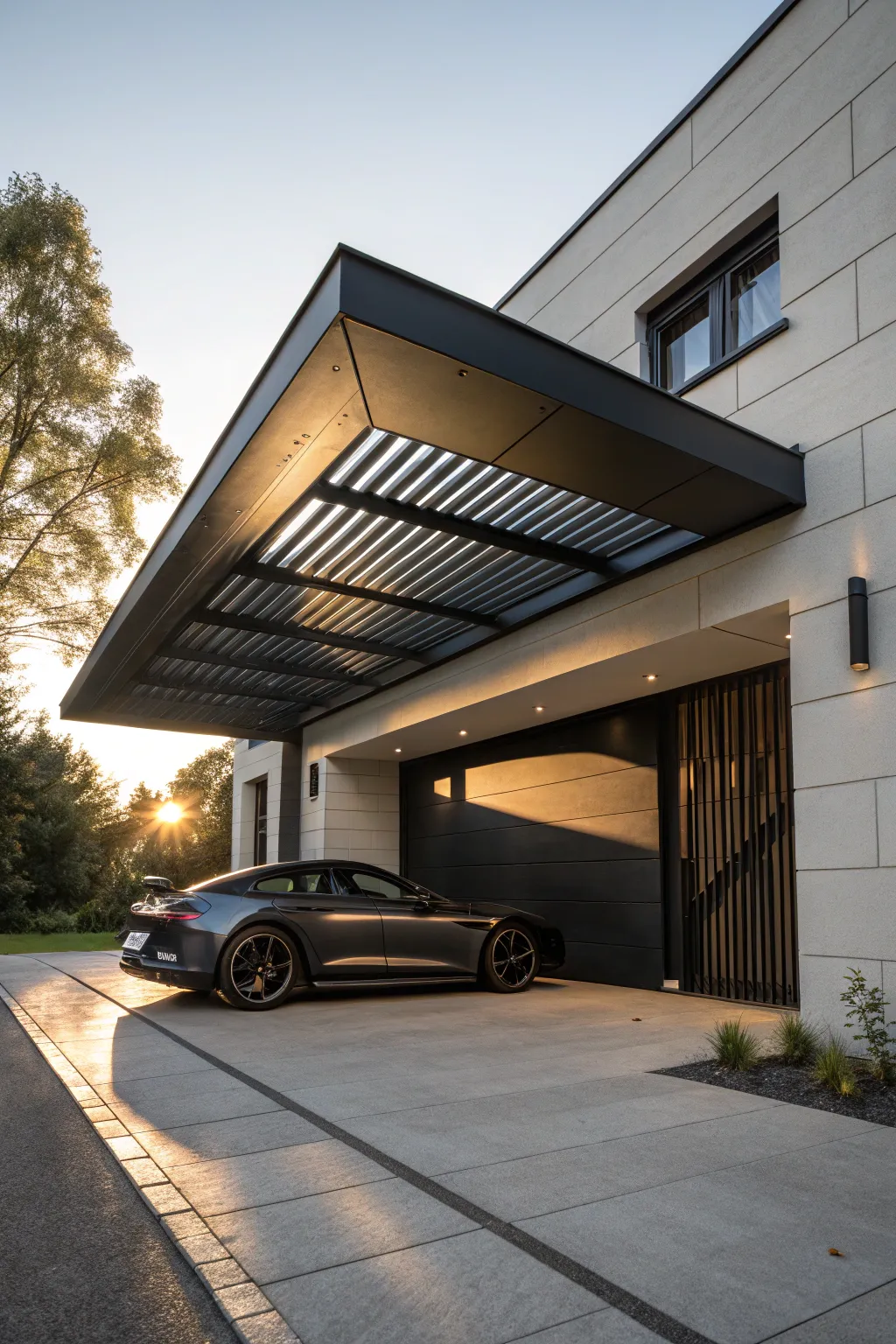 Elevate your garage's style with a bold, angled overhang.