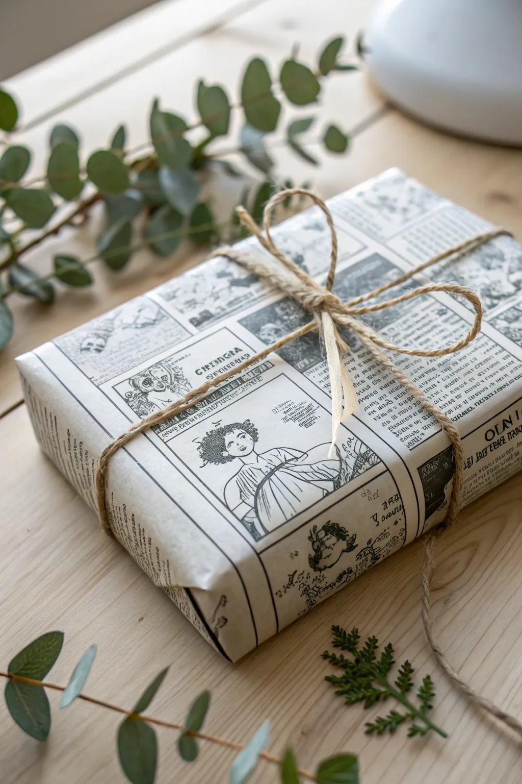 Add a playful twist to your gift wrapping with nostalgic newspaper comics, perfect for a creative and budget-friendly touch!