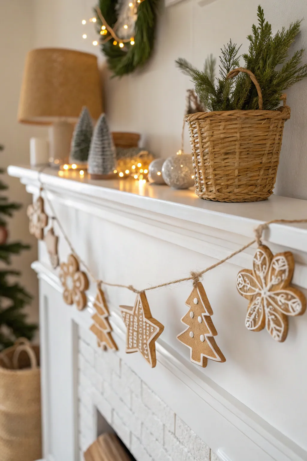 Add a touch of cozy charm to your home with a handcrafted gingerbread cookie garland. Perfect for bringing warmth and elegance to any room.