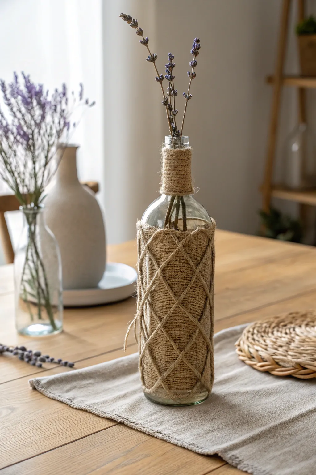 Discover the charm of twine-wrapped bottles — a perfect blend of rustic elegance and minimalist beauty.