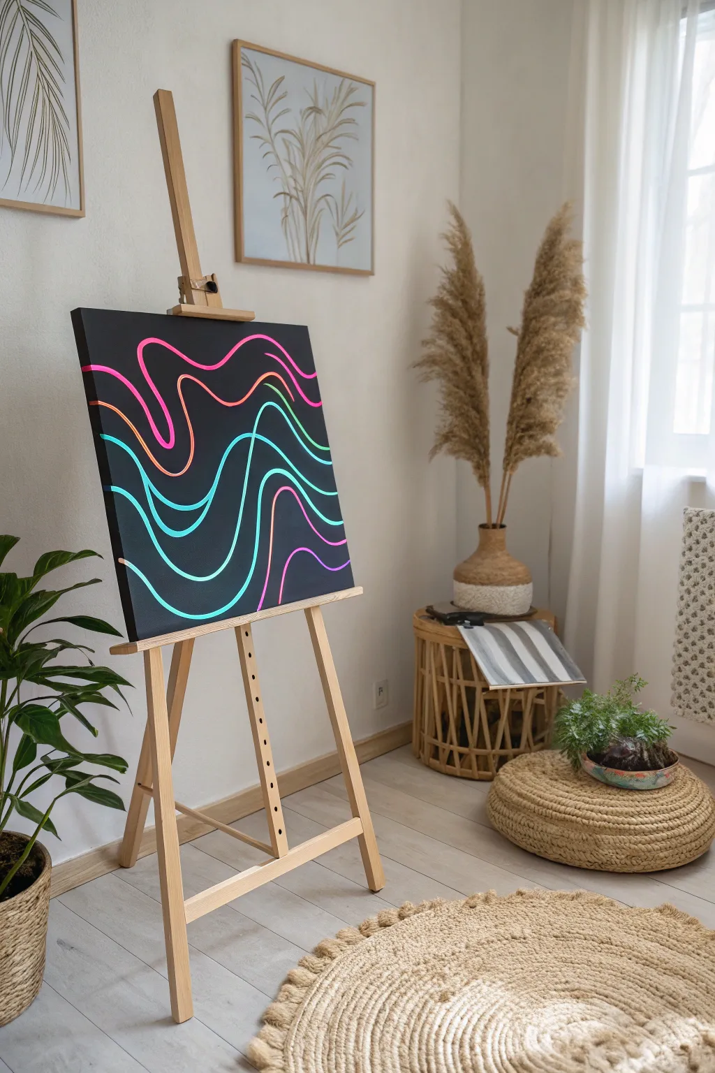Dive into a sea of glowing creativity with Abstract Neon Waves.