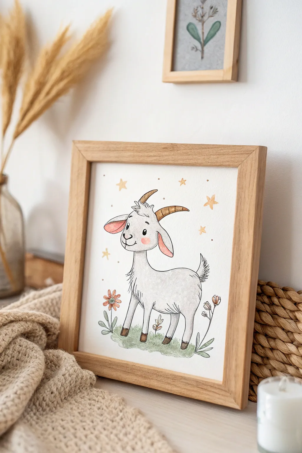 Whimsical Charm: Bring joy to any room with these delightful cartoon goat illustrations.