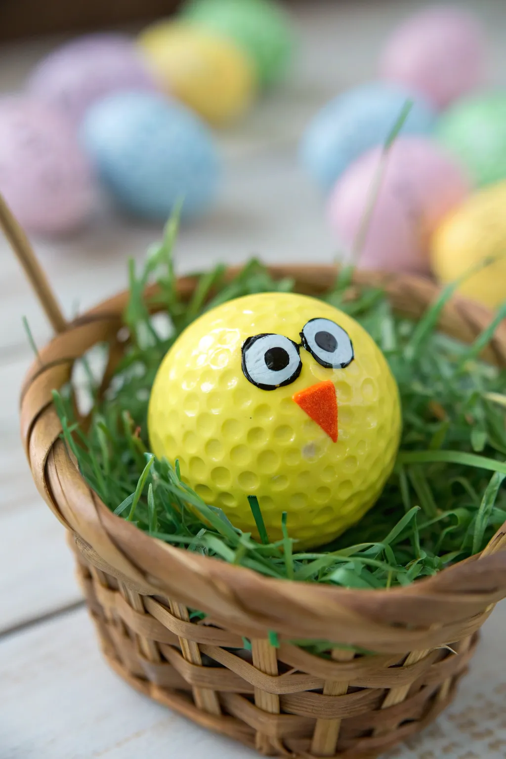 Transform your golf ball into a charming Easter chick for a touch of springtime creativity!