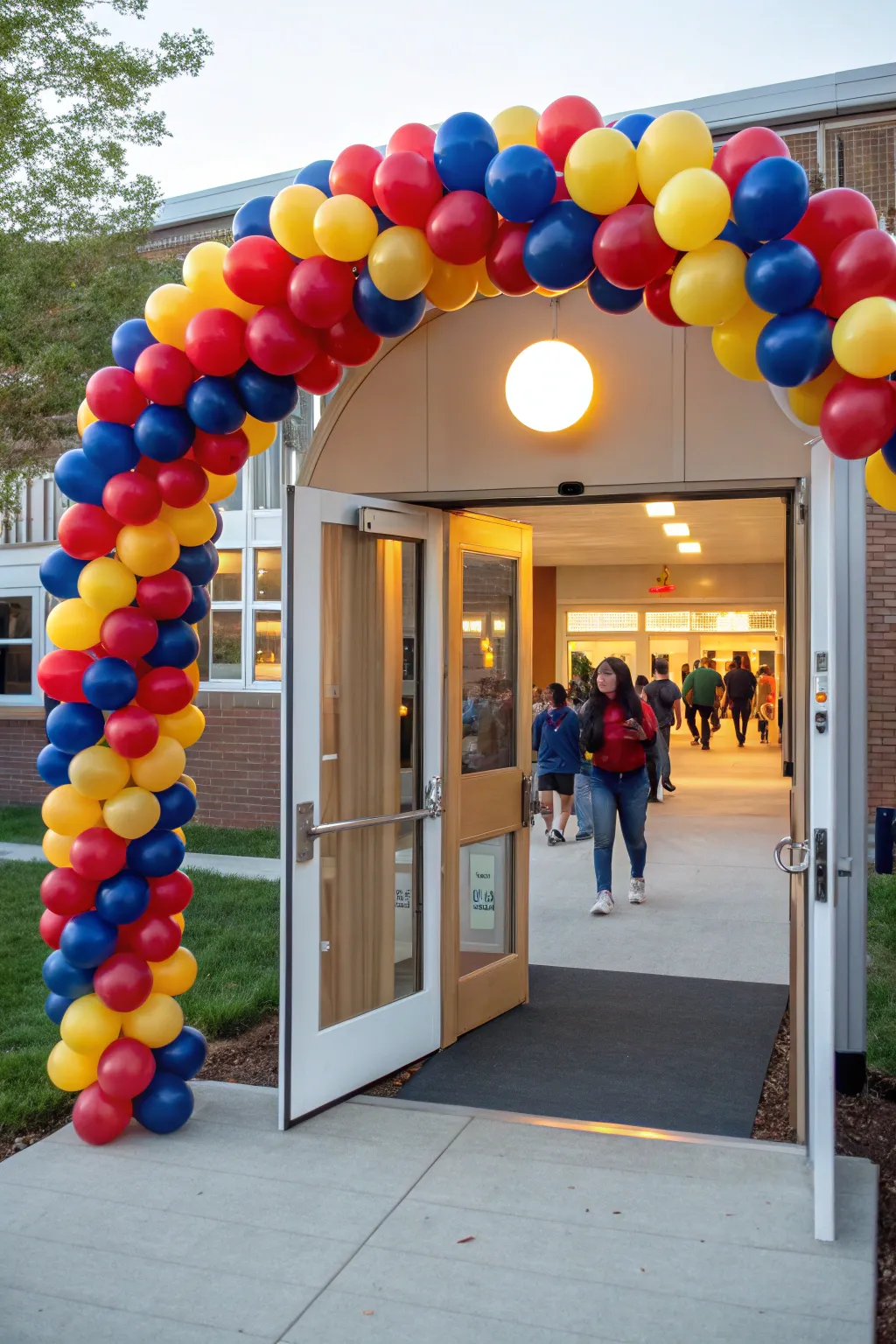 A vibrant balloon arch welcoming guests.