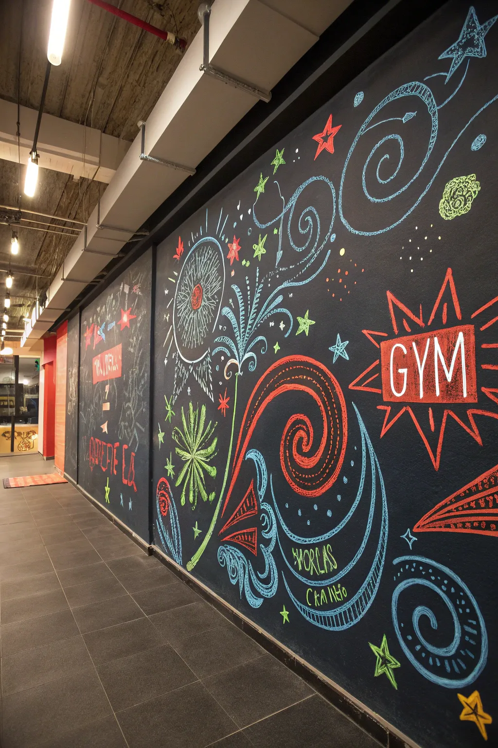 Transform your gym space with vibrant chalkboard art that energizes every workout!