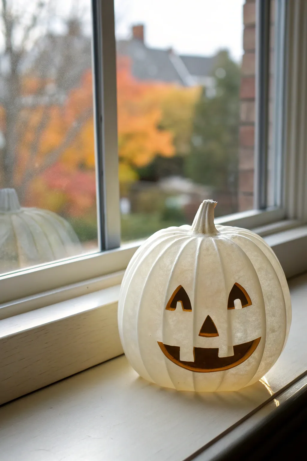 Craft stunning Jack-o'-Lanterns with contact paper for a chic and minimal Halloween vibe!