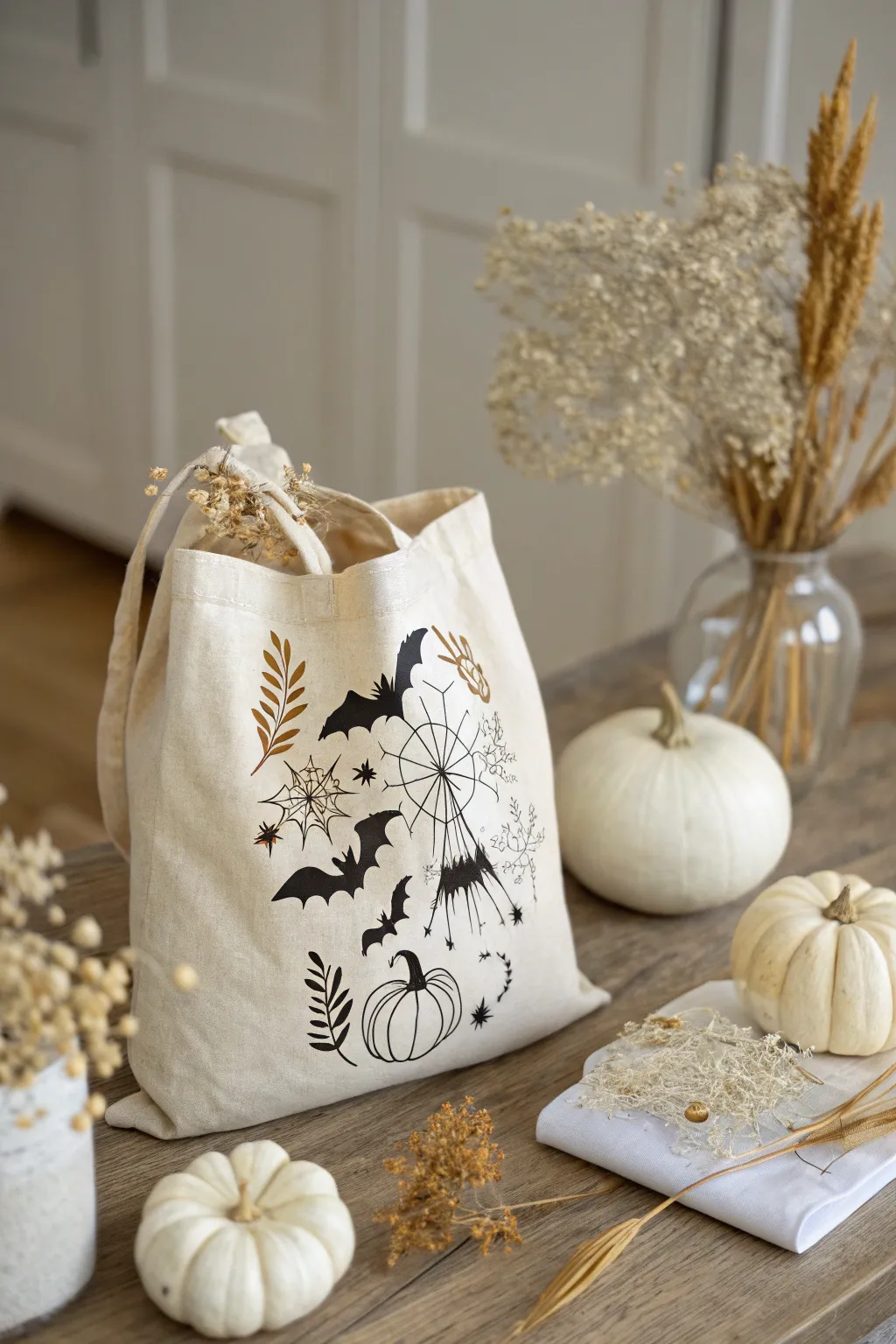 Craft your Halloween magic with DIY stenciled bags—each a unique piece of art!