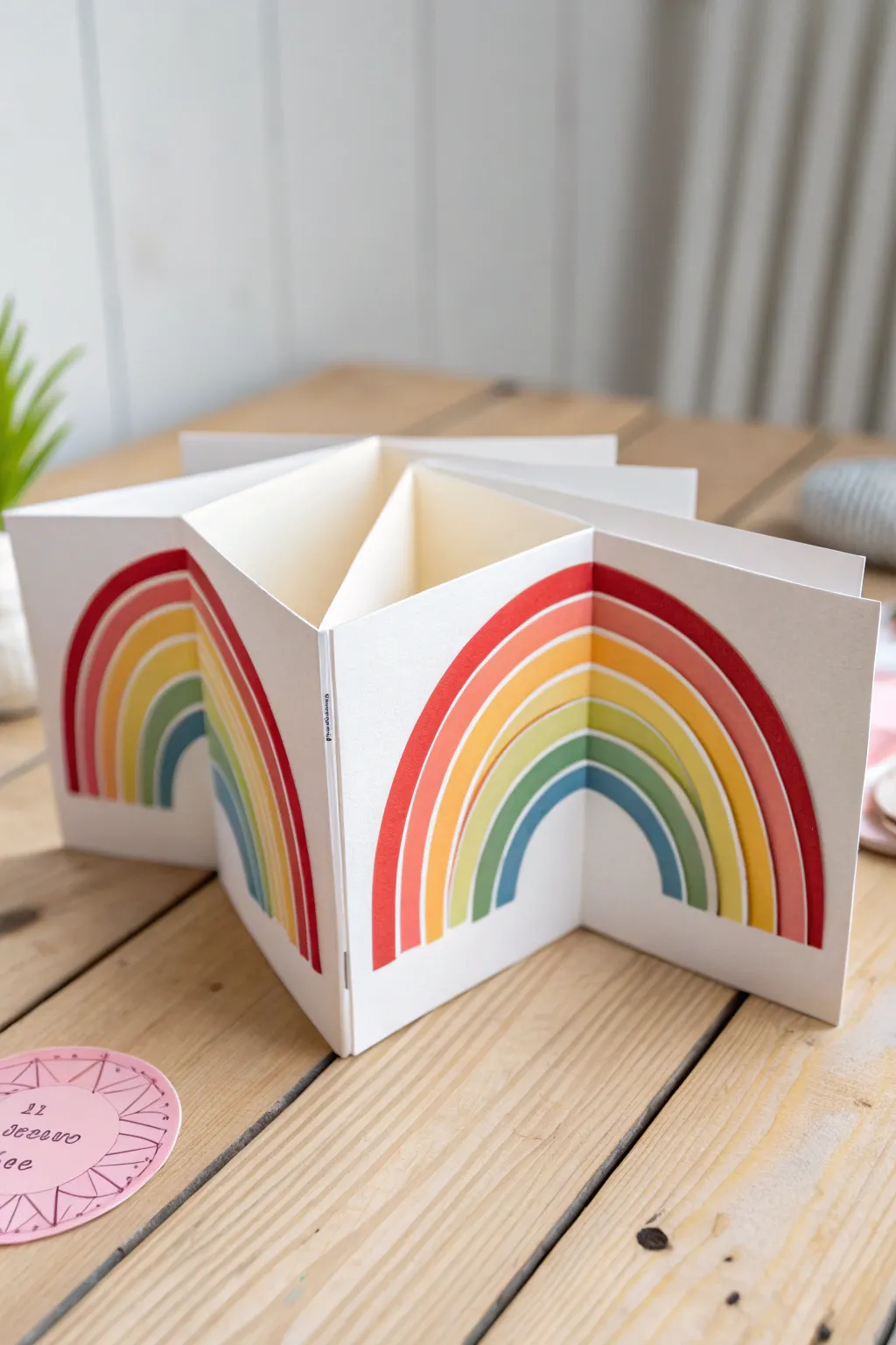 Unfold a world of color and joy with this Rainbow Accordion Surprise card, perfect for sparking wonder in little hearts.