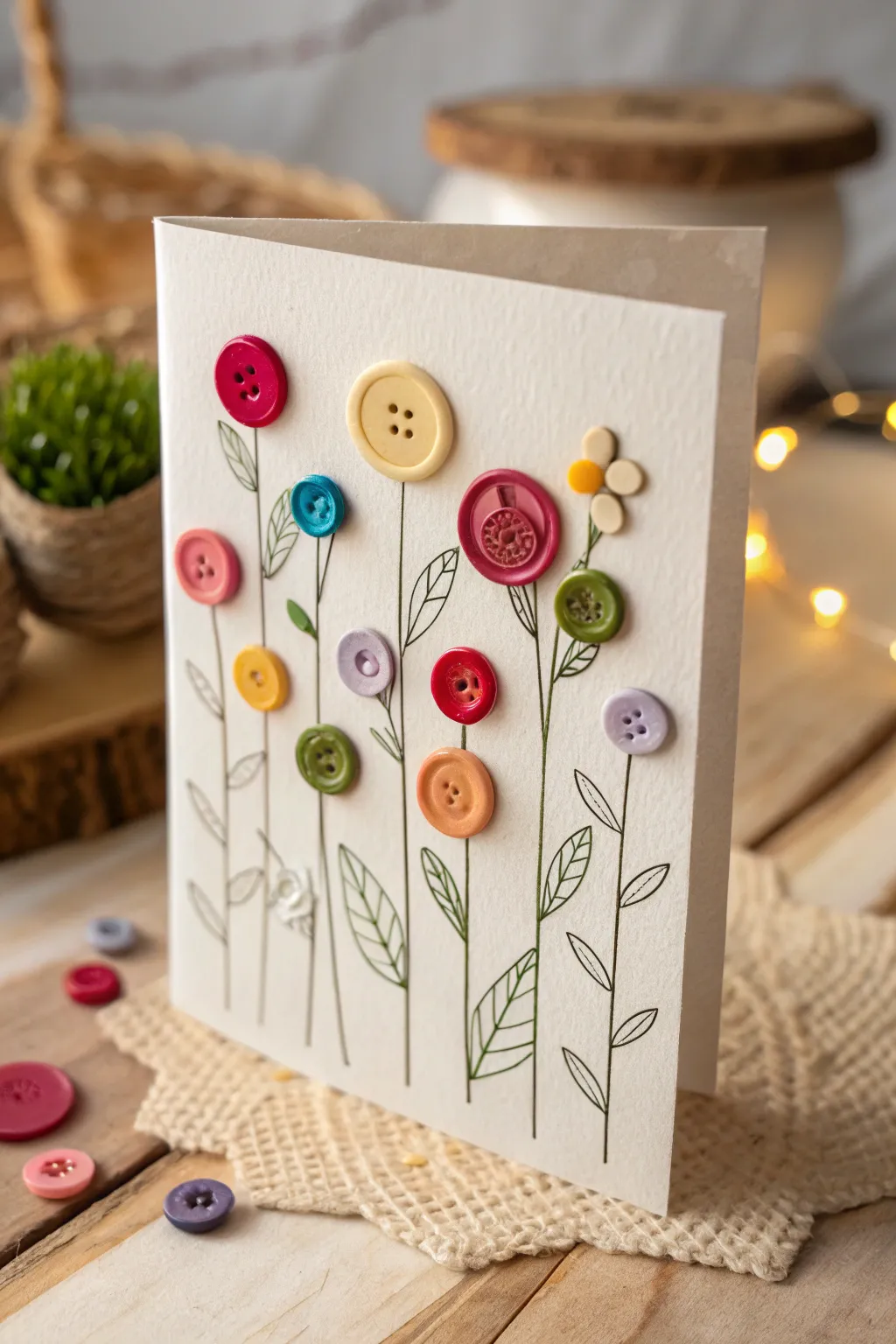 Buttons and blooms: Craft a card that's as unique as your memories.