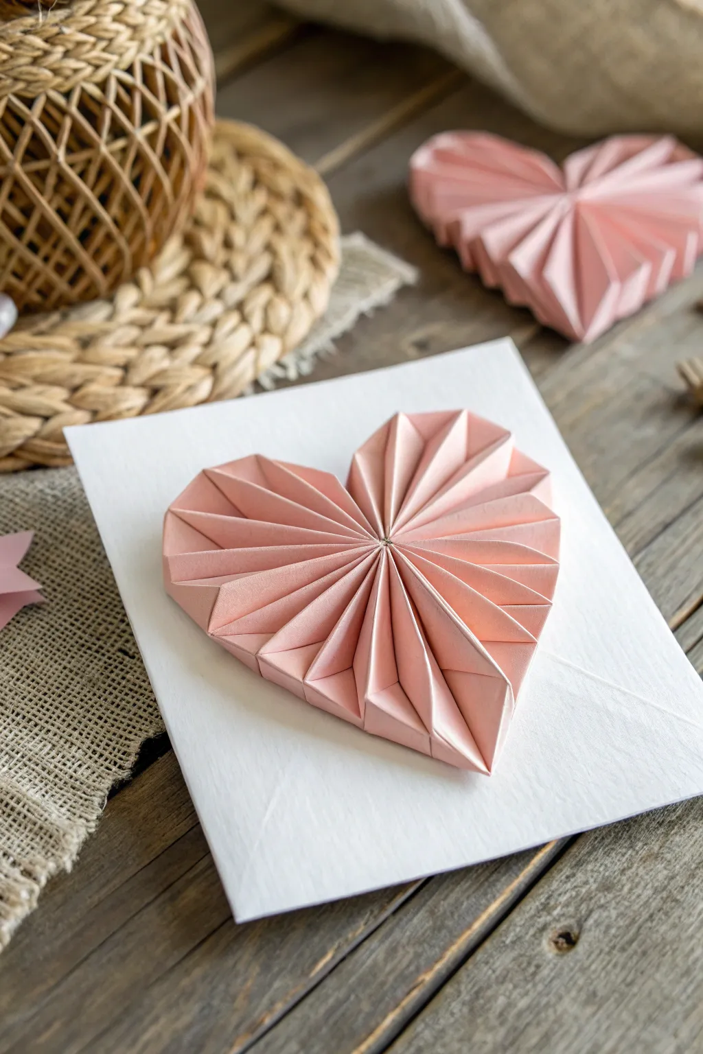 Elevate your handmade card with the elegance of an origami heart—simple, yet striking.