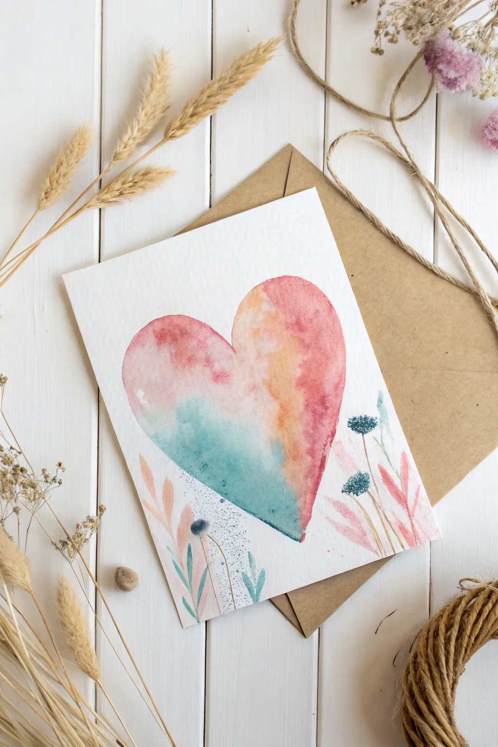 Capture the essence of love with an abstract heart design on handmade Valentine's cards. Perfect for those who cherish simplicity and natural beauty.