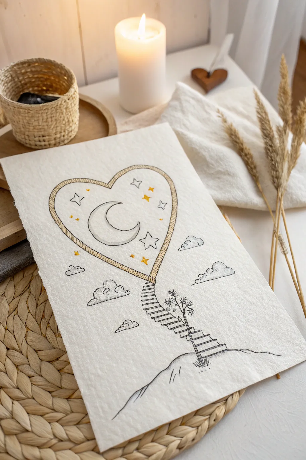A dreamy journey of love: where the heart meets the moon.