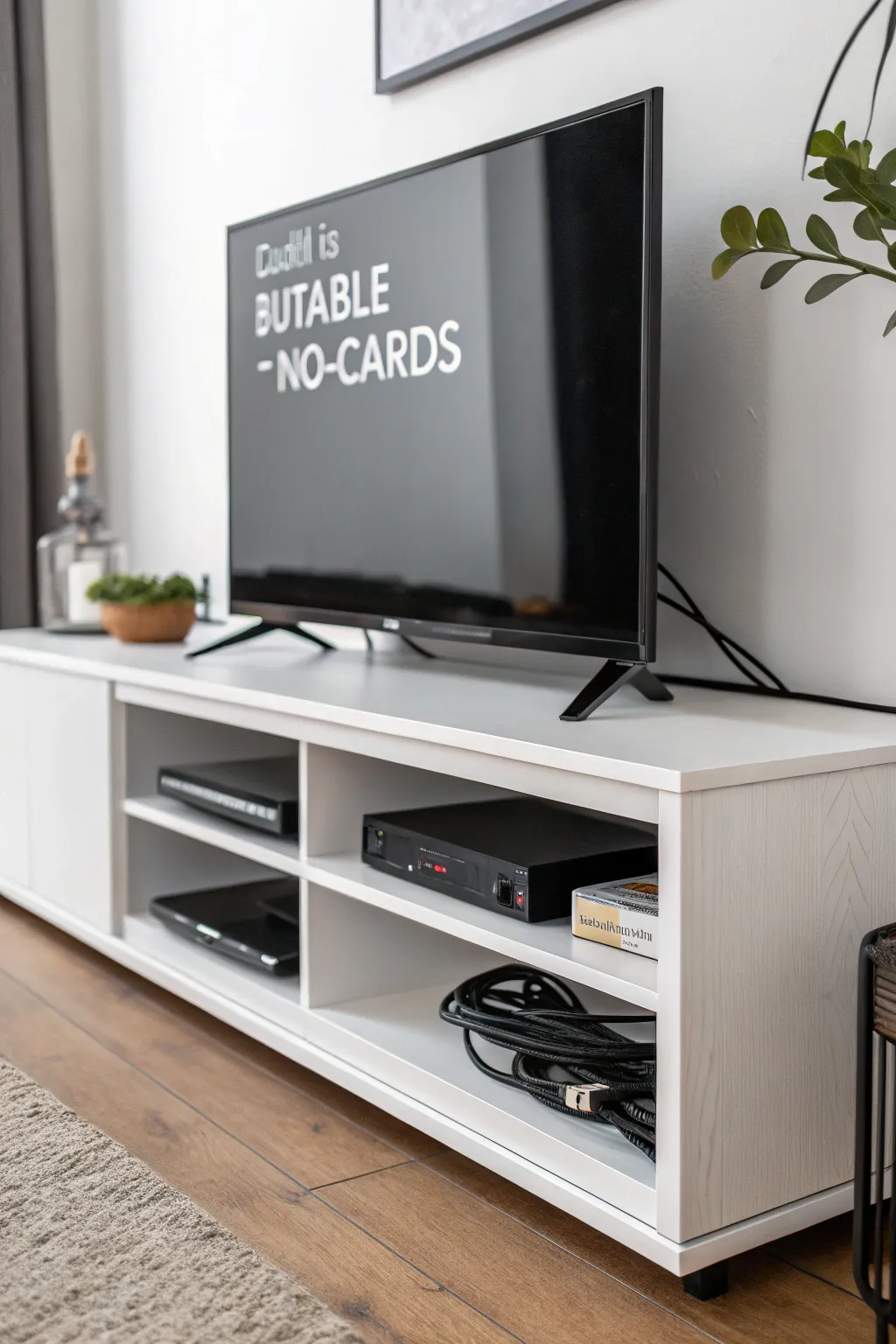 A TV stand with cable management keeps your entertainment area neat and tidy.