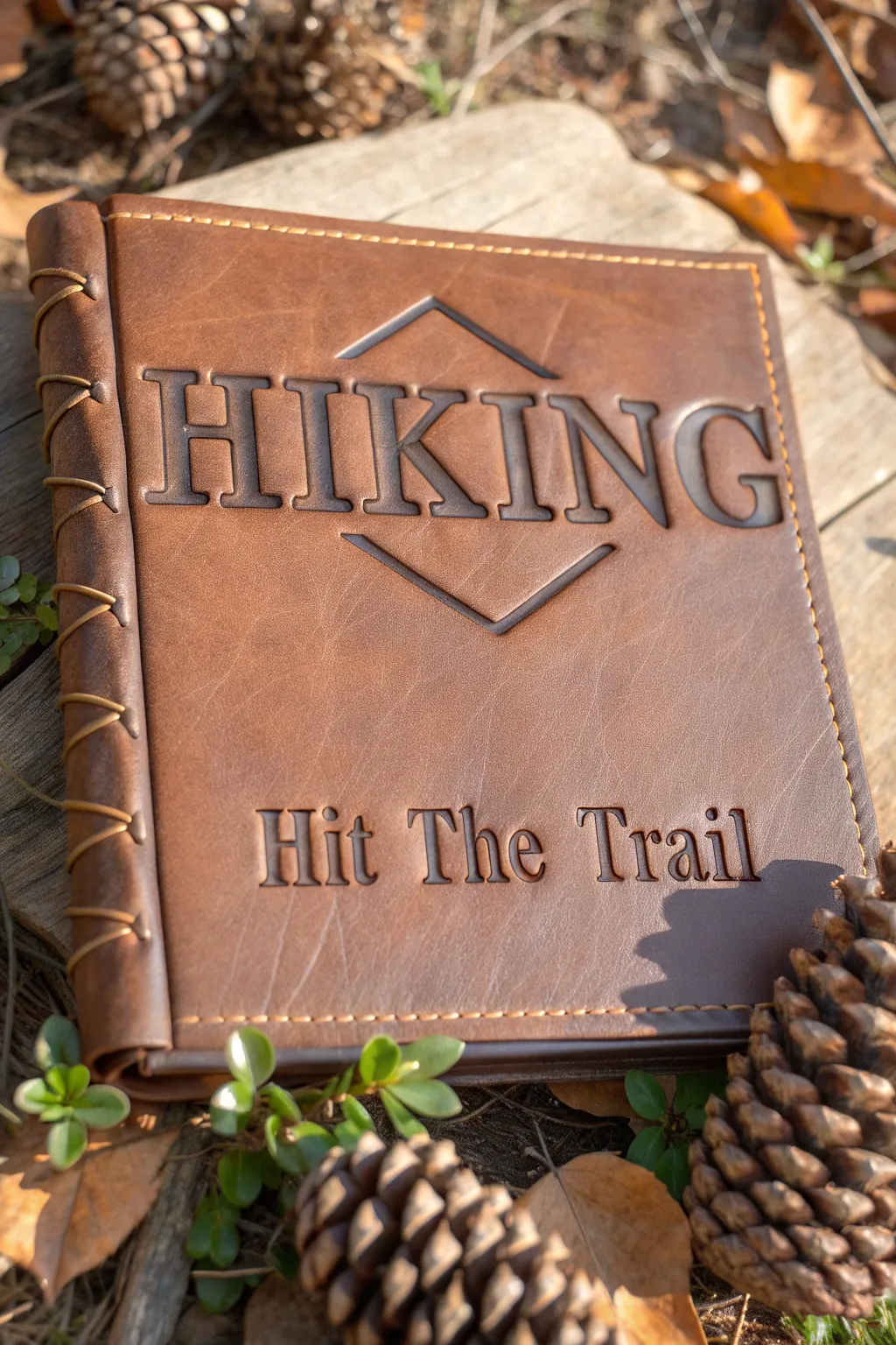 Capture your adventures with bold titles and rustic charm in your hiking scrapbook.