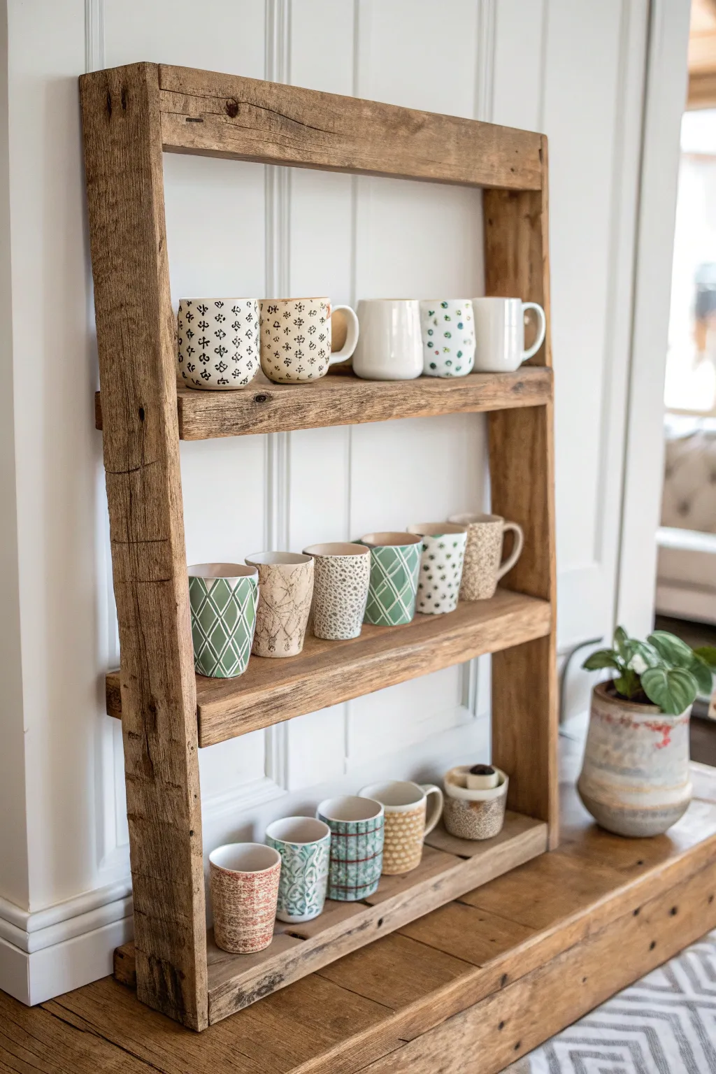 Elevate your space with rustic charm: hand-crafted wooden shelves for a cozy, minimalist touch.