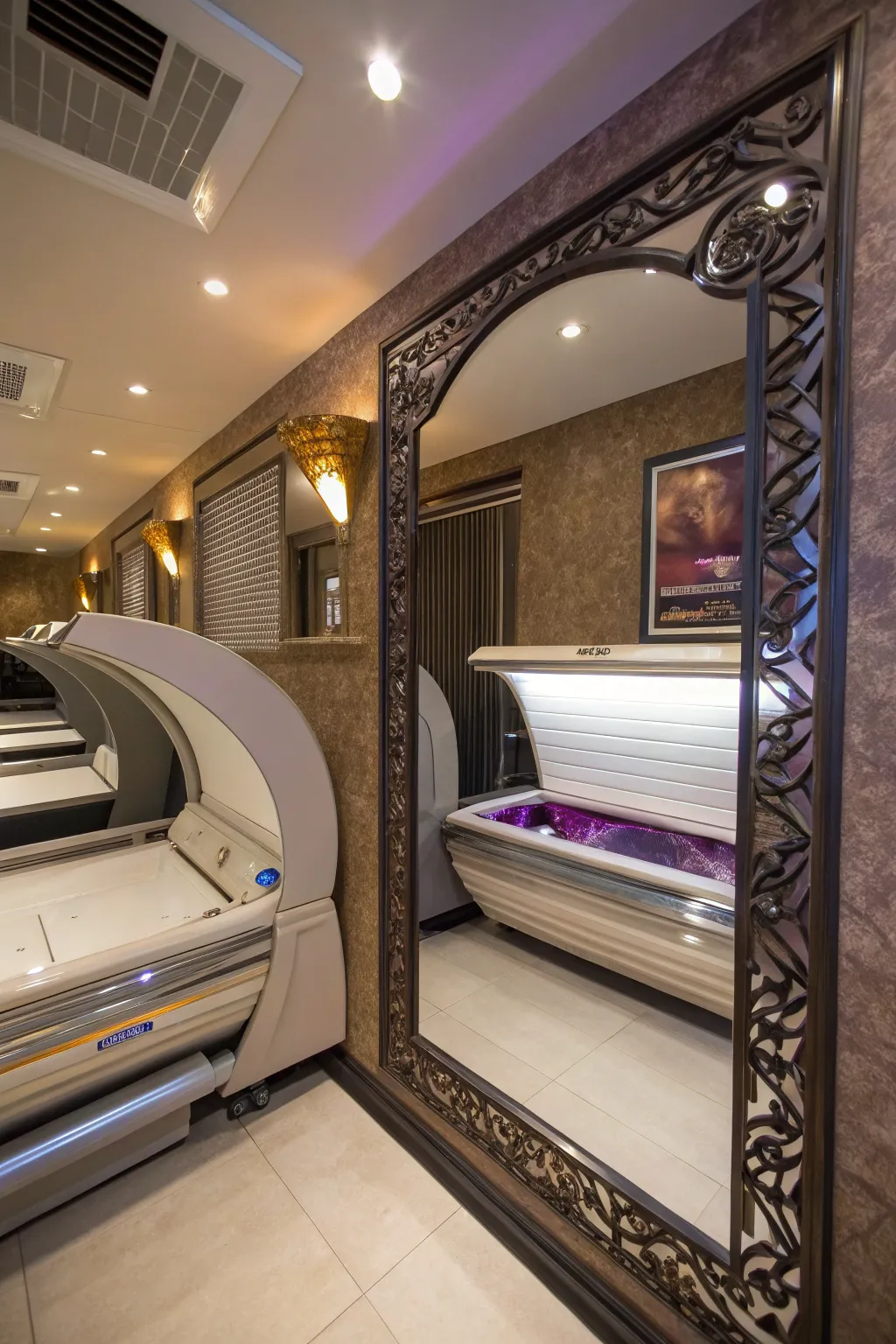 Mirrors can expand and brighten your tanning oasis.