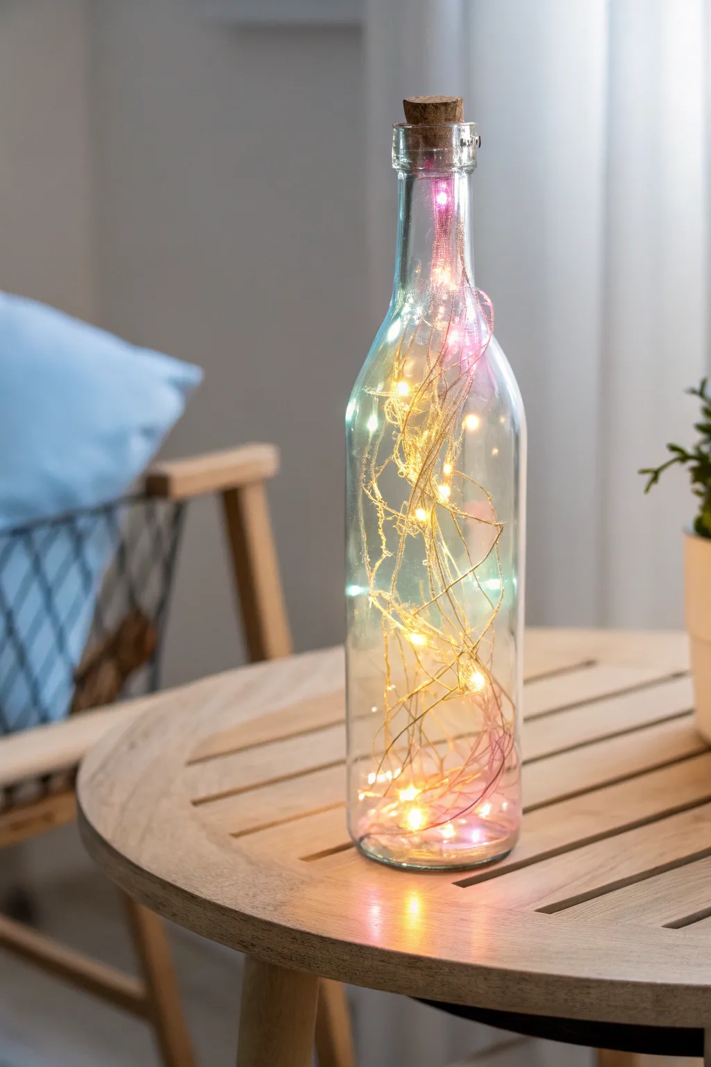 Illuminate your evenings with the enchanting glow of colorful bottle lights.