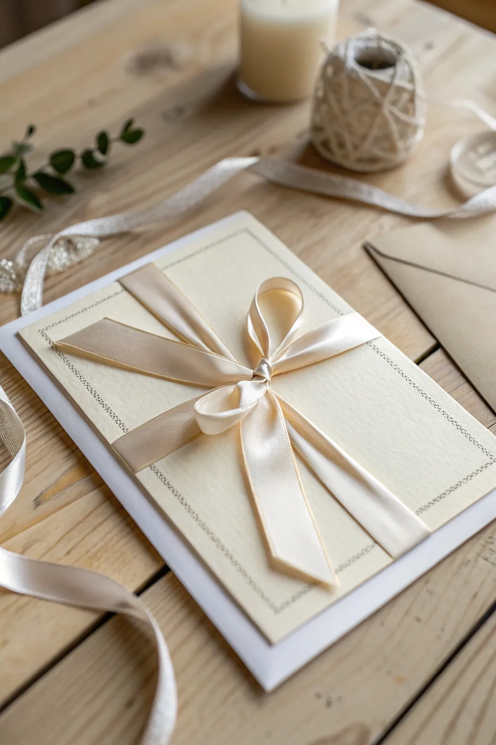 Elevate your homemade cards with the subtle elegance of satin ribbons and bows. #Craftsmanship #MinimalistBeauty