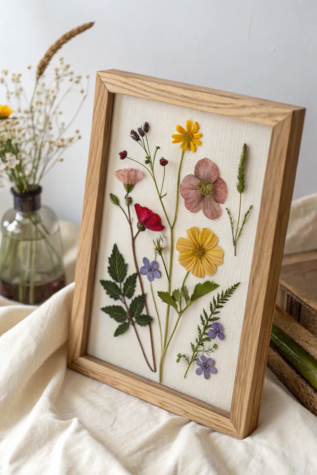 Capture the essence of spring with this stunning pressed flower art – a perfect homemade gift for mom.