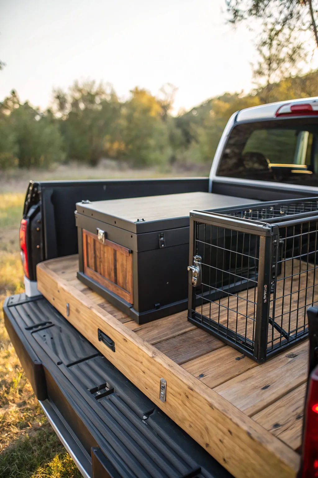 Transform your truck with this rugged, DIY dog box crafted from upcycled wire crates for the perfect blend of style and function.