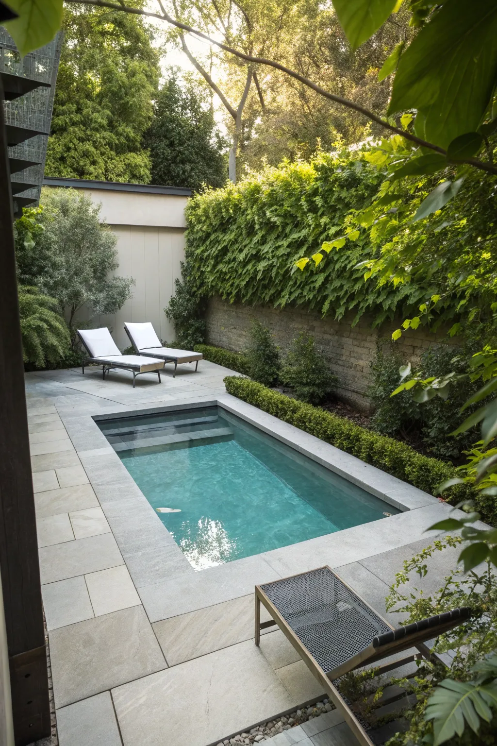 Dive into tranquility with a compact plunge pool, the perfect blend of style and serenity for your backyard retreat.