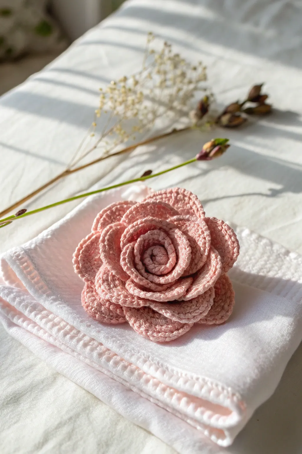 Everlasting beauty in every stitch - a crochet rose that speaks the language of love.