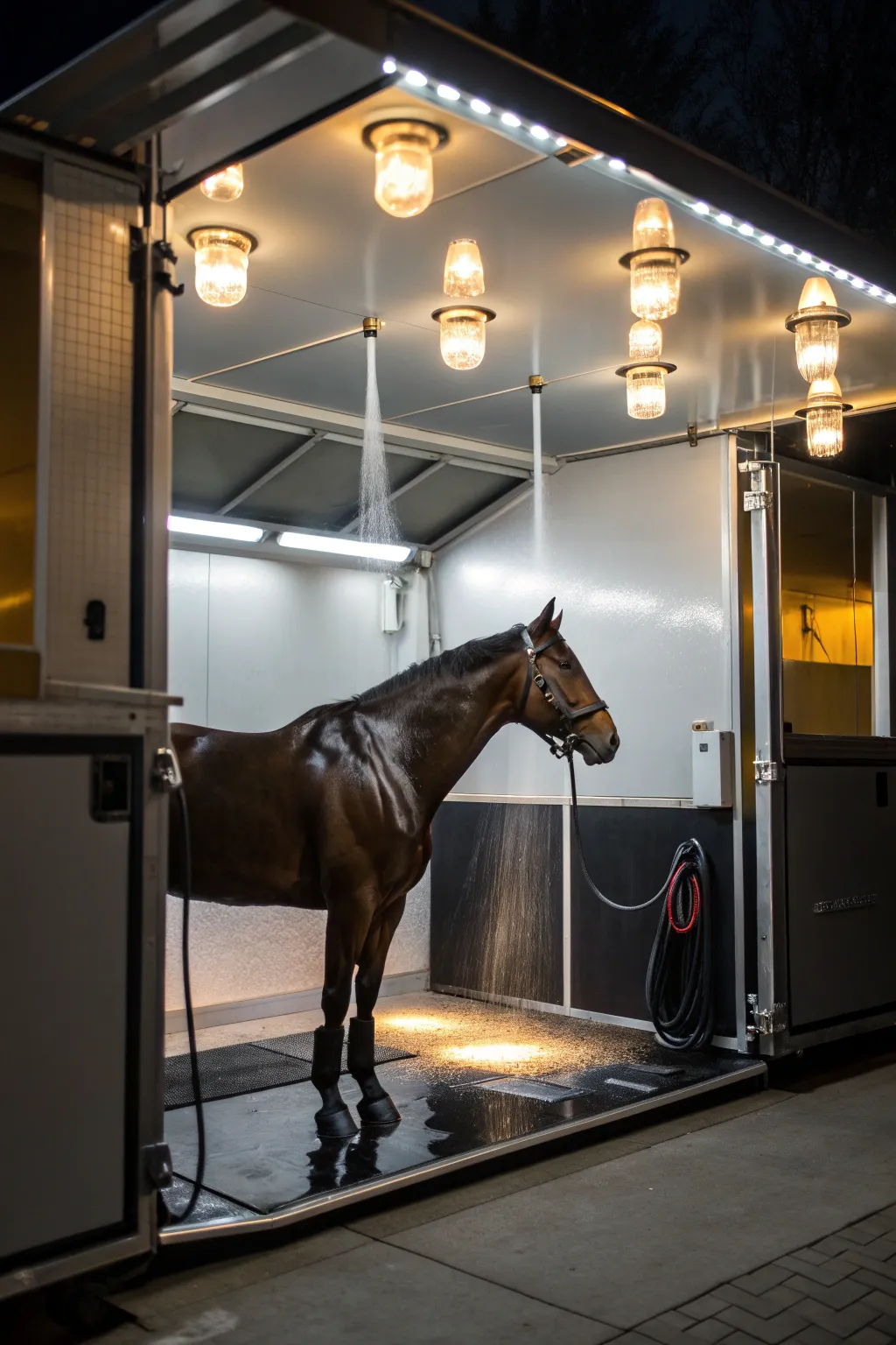 Illuminate your horse wash stall with strategic lighting for a shadow-free shine.