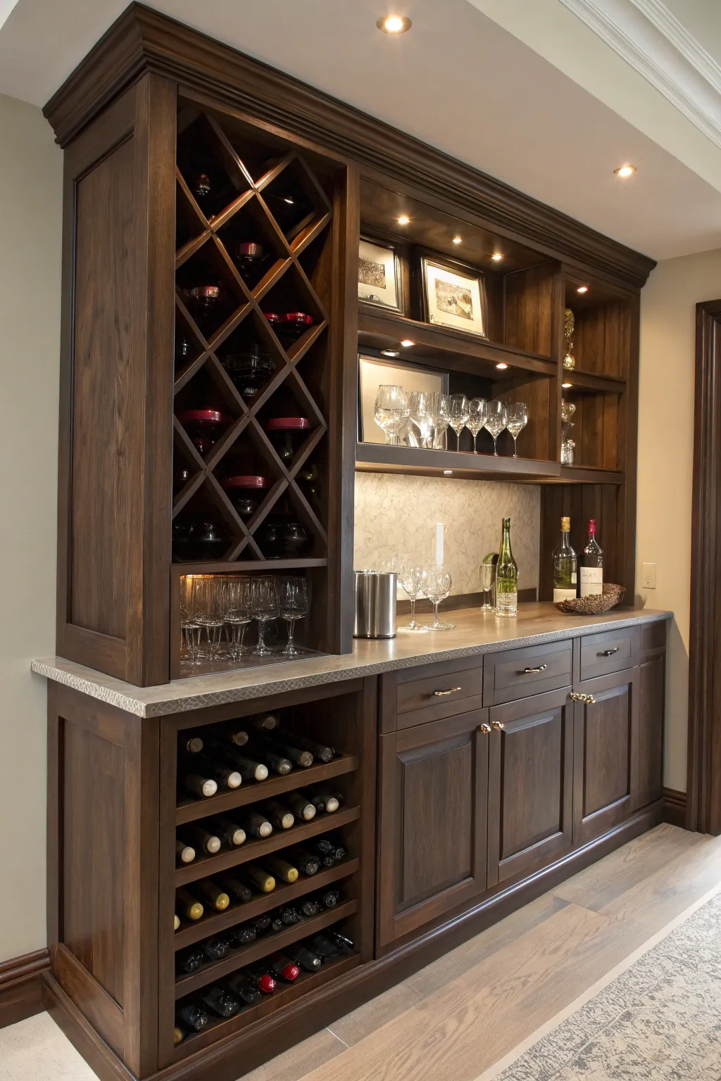 Transform your space with a chic bookshelf bar—where style meets functionality.